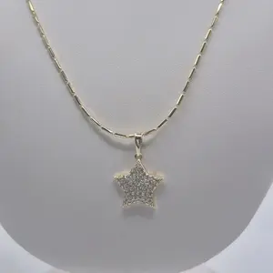 Laminated Gold star Pendant with Chain