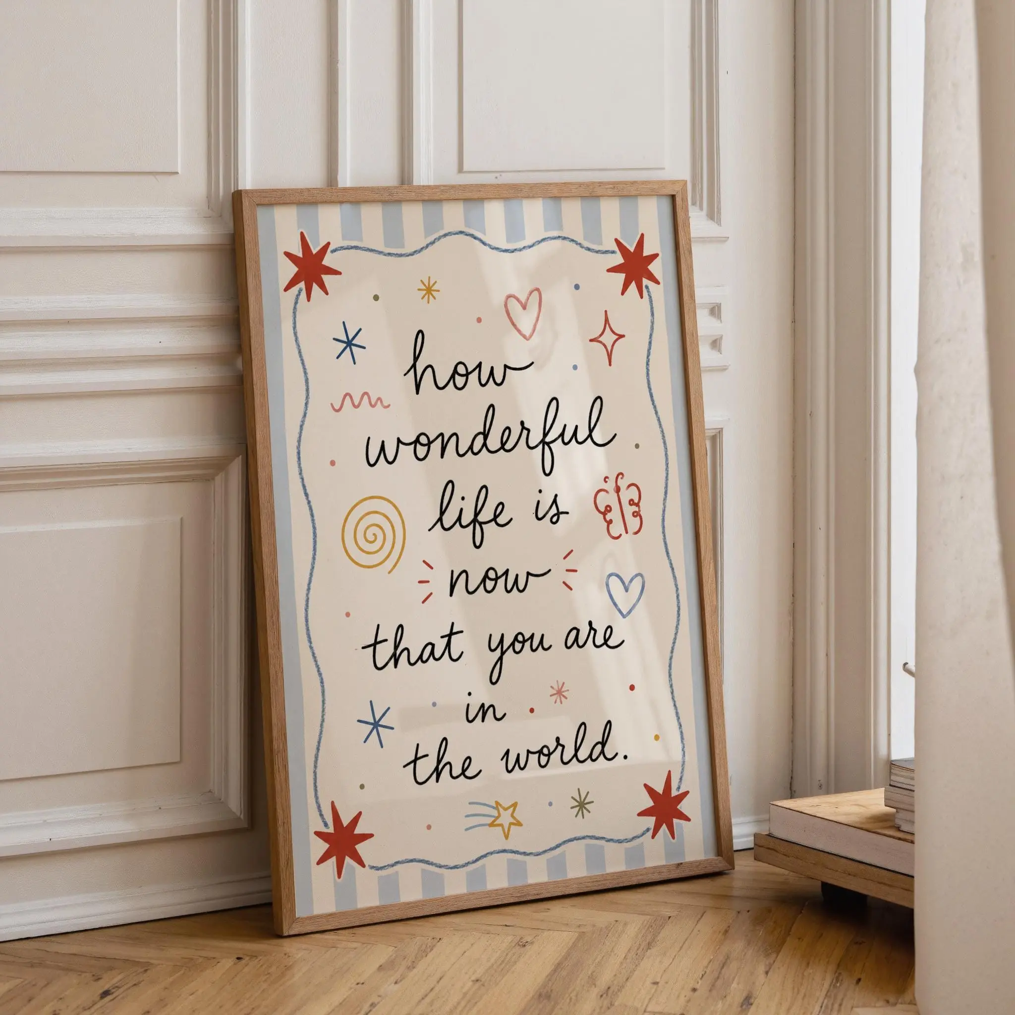 [Unframed] Retro Nursery Quote Poster, Whimsical Baby Room Wall Art, Hand Drawn Storybook Kids Print