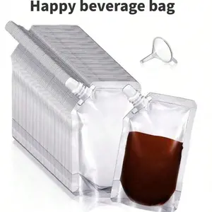 10pcs Reusable Large Capacity Clear Plastic Juice and Milk Tea Bags, Perfect for Summer Outings and Travel, Eco-Friendly and Convenient