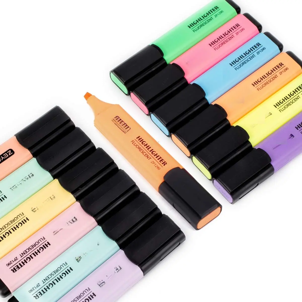 12-Color Chisel Tip Highlighter Pens Set, Assorted Bright & 6 Macaron Mild-Brown Hues, AP Certified, Water-Based, Quick-Dry, Acid-Free, Fine Board Line Tip, Comfortable Design, Flexible Writing Width, Manufacturer Warranty, Office Writing Supplies, Pepper