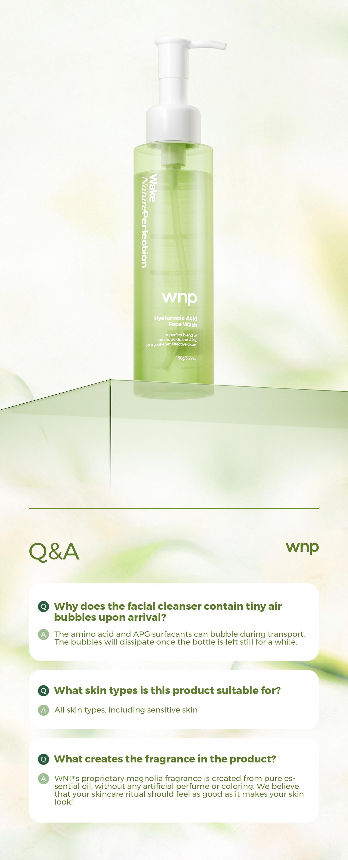 [WNP Official]  WNP Hyaluronic Acid Face Wash Gentle Deep Cleansing for Sensitive Skin, Moisturizing & Oil Control, Skin Barrier Repair Facial Skincare Comfort Cleanser