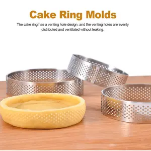 Tart Rings Perforated Stainless Steel Round Mousse Ring Molds for Baking Cooking Dessert Small Fruit Tart Crust Easy to Use Durable