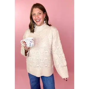 Finding Your Way Cable Knit Sweater - Ecru