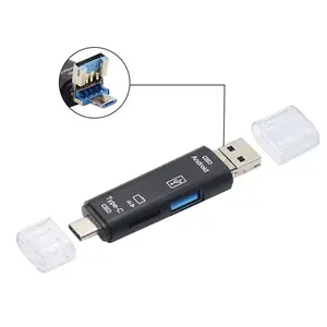 New 5 in 1 Multifunction USB 2.0 Type C USB Micro USB SD TF Memory Card Reader for Android Computer Dock OTG Type C Adapter