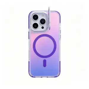 (Case & Nova.) Iridescent Chameleon Magnetic Phone Case with Lens Kickstand & Lanyard, Shockproof Bicolor Frame Protective Cover, Compatible with iPhone 17 Pro Max, 16, 15, 14, 13, 12, 11 Protector beautiful