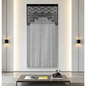 100*200cm 39×79in Macrame Lace Door String Curtain for Doorways, Room Divider Doorway Hippie Window Panel Room Divider Wall Closet Curtains for Bedroom Closet Door Drapes Decorations