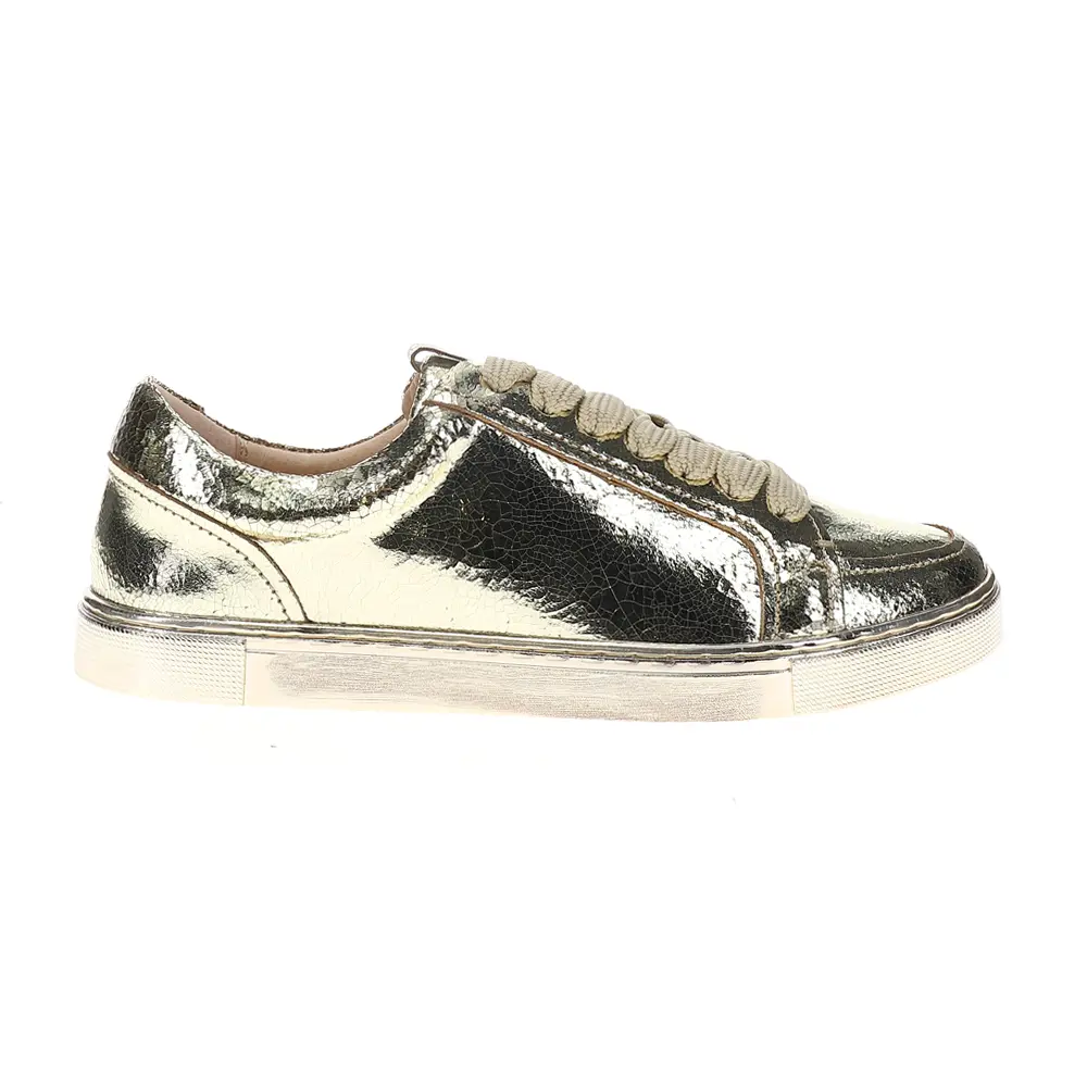 Frye Womens Ivy Court Metallic Lace Up Sneakers Shoes Casual - Gold