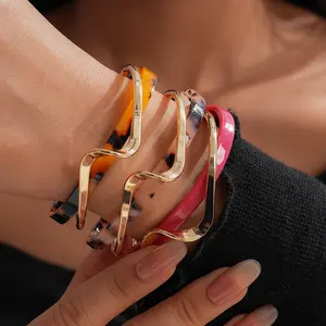 Retro wave double-layer open bracelet, stylish and simple commuting versatile bracelet, high-end geometric jewelry