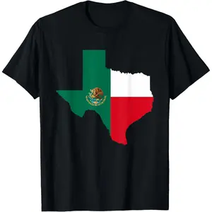 Tejano Tex-Mex Mexican Flag Chido State Texas Tejas Charro T-Shirt Pure Cotton Graphic Tees Menswear Top: Gifts for Men & Women
