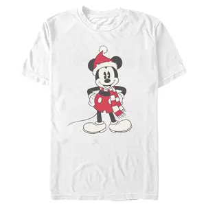 Mens Mickey & Friends Christmas Santa Hat Mickey T Shirt