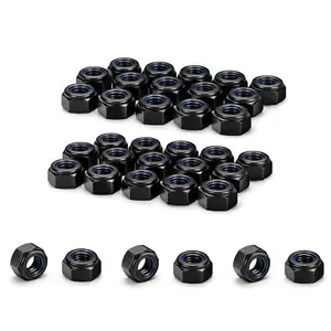 120 count M6 Nylon Insert Lock Nuts, Metric Hex Nylock Nuts, Black Self-Locking Hex Nuts, Nylon Inserted Hex Locknuts for Screws and