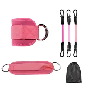 Adjustable Leg Resistance Bands for Glute & Hip Workout - Home Fitness Kickback Tension Rope (Pink)