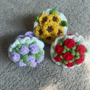 Mini Crochet Bouquet - Handcrafted Floral Arrangement in Vibrant Colors for Home Decor