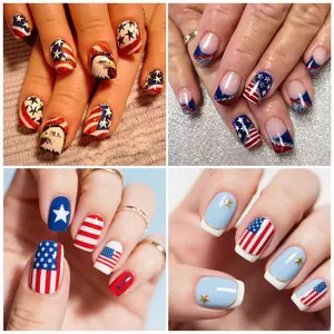 24pcs Independence Day Nail Art Stickers, American Flag Eagle Stars Design, Perfect for Festive Celebrations & DIY Manicure Essentials