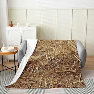 Straw Flannel Fleece Throw Blanket Baby Western Farmhouse Plush Blanket for Sofa Couch Cowboy Theme Fuzzy Blanket Room Decorations