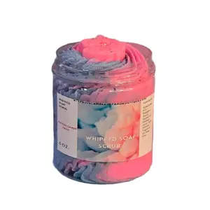 Cotton Candy Whipped Foaming Shea Butter Sugar Scrub - Exfoliating Body Wash & Scrub with Shea Butter & Sugar for Gentle Moisturizing and Skin Care creamy Smooth Restore