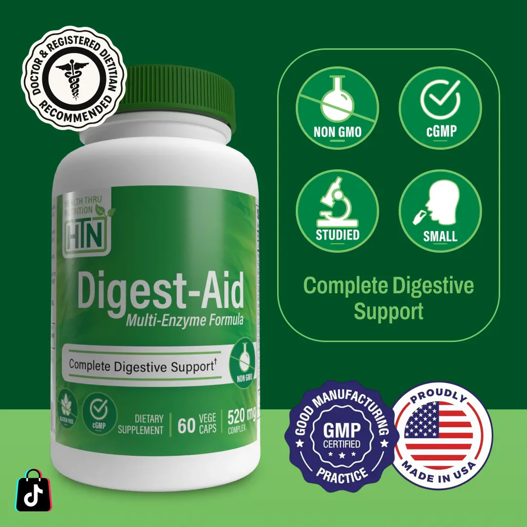 Health Thru Nutrition Digest-Aid – Complete Digestive Support Complex | Enzyme Blend for Gut Comfort & Nutrient Absorption