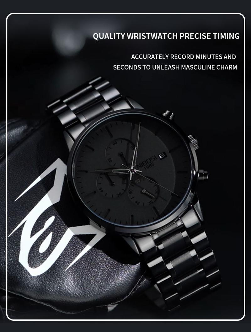 【Clearance sale】NIBOSI Men's Watches Analog Minimalist Black Dial Watches for Men Business Chronograph Military Casual Wrist Watches Stainless Steel Strap Date 【Clearance sale】NIBOSI Men's Watches Analog Minimalist Black Dial Watches for Men Business Chronograph Military Casual Wrist Watches Stainless Steel Strap Date
