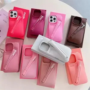 Rhode Lip Gloss Holder Phone Case for iPhone 17 16 15 14 13 12 11 Pro Max Plus ; Soft Silicone Protective Cover ; Cute Makeup Phone Case for Women Girls ; Lip Gloss Included