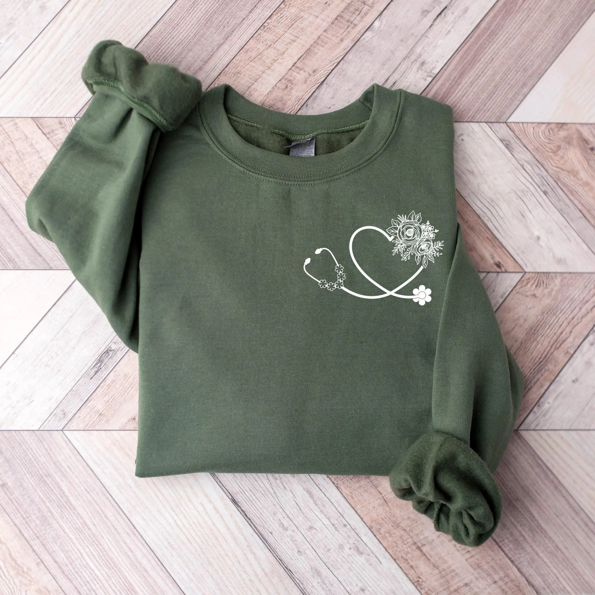 Cute Nurse Sweatshirt, Floral Stethoscope Crewneck, Nursing School Student Gift, Healthcare Worker Medicine Apparel, RN Doctor Medical Assistant Shirt, Future Nurse Graduation Present, ER Nurse Practitioner Graphic Top, Gift for Women