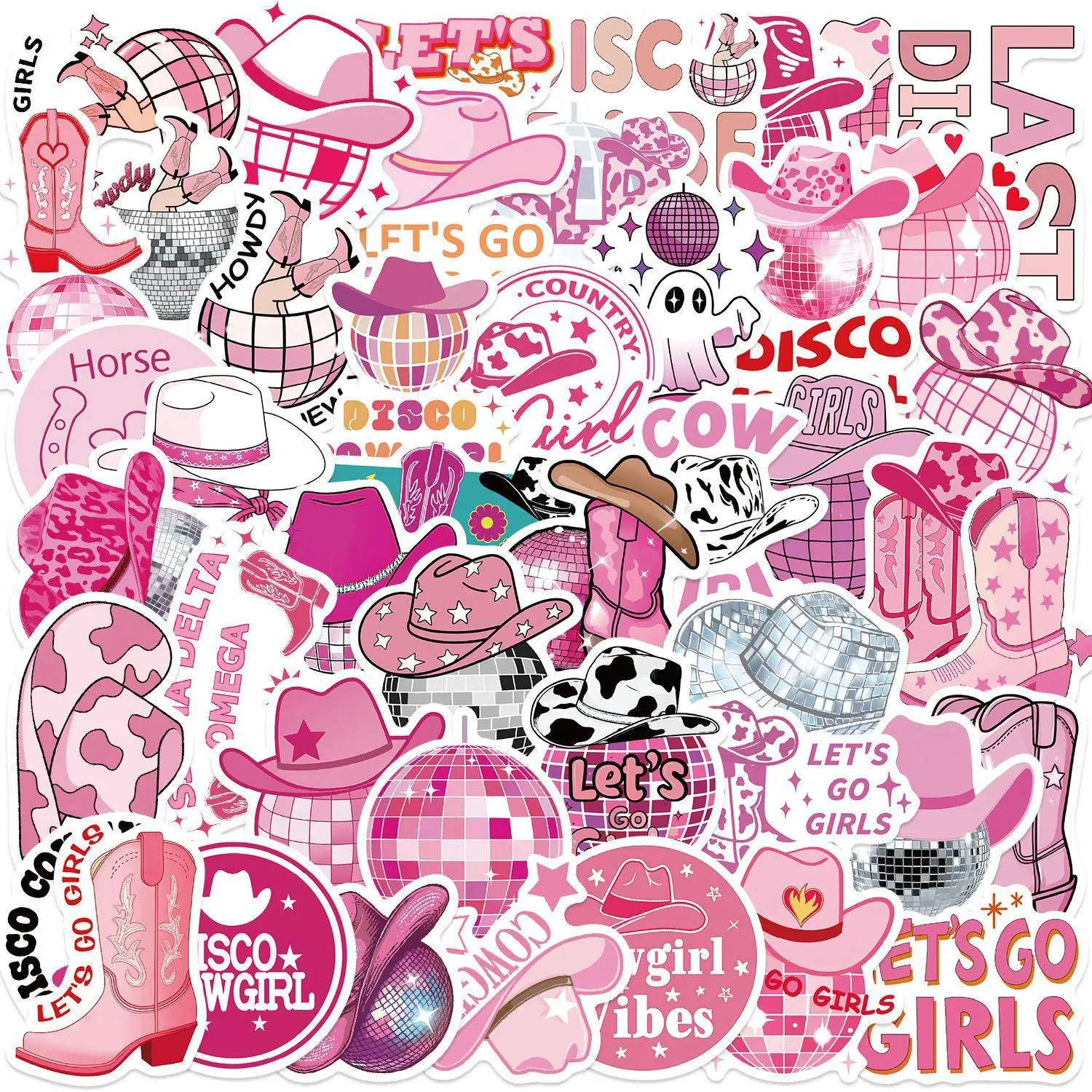 Cowgirl Series Sticker, Cute Cartoon Sticker, Decorative Sticker for Scrapbook, Diary, Notebook, Water Bottle, Car, Laptop
