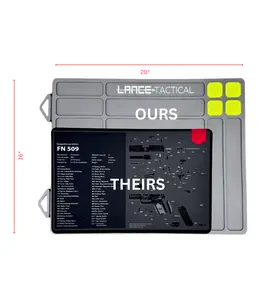 LANCE Tactical TacticalMat Extra Large Advanced Gun Cleaning Work Bench Mat 20x16 Rubber with Compartments & Magnetic Pads Non-Porous Oil-Resistant
