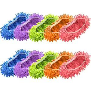 Microfiber Mop Slippers — Washable, Reusable Floor Cleaning Sock Covers — Colorful Microfiber Foot Covers
