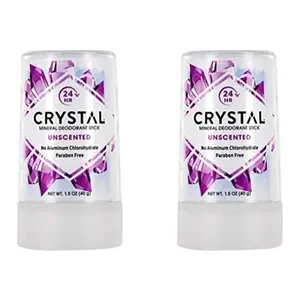 Crystal Essence Body Deodorant Travel Stick, Unscented 1.5 oz (Pack of 2)