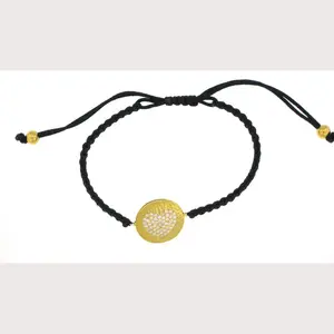 Gold Hammered Heart Macrame Bracelet-Sale