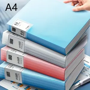 60-page thick A4 folder-transparent plastic book binder with snap seal and color-coded file organizer, suitable for school office (report, certificate, test paper), durable instead of loose-leaf ring