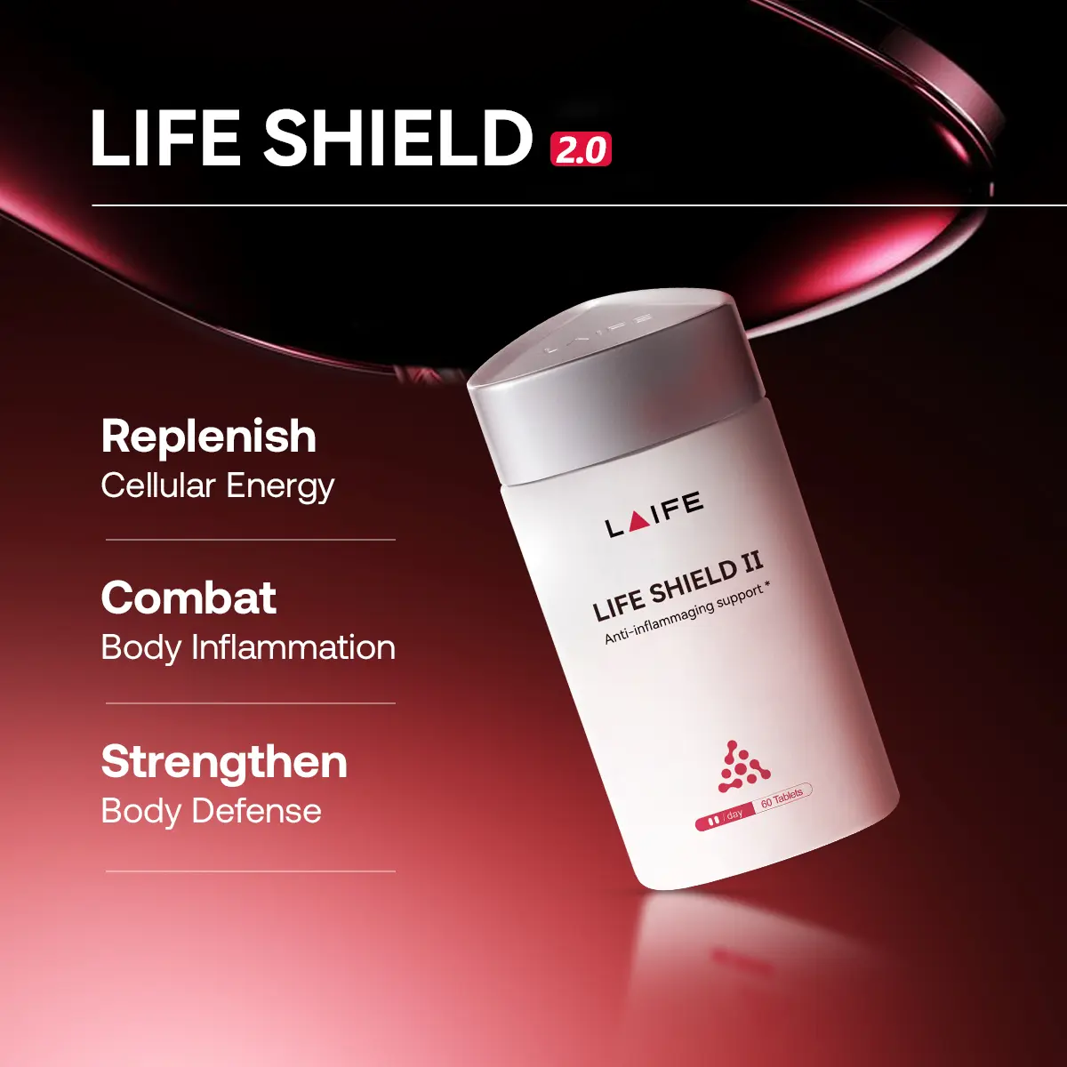 Laife SHIELD 2.0 NAD+ Advanced – NR + PQQ with Curcumin, Hesperidin, Naringin & Black Pepper – Supplement for Cellular Energy & Immune Support – Anti-Inflammaging Formula – 60 Capsules (30 Day Supply)