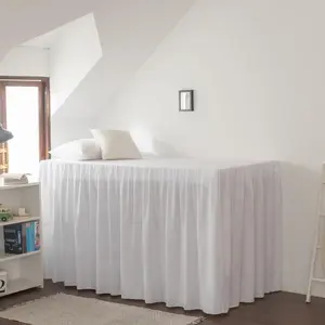 Dorm Bed Skirt, Dorm Bed Skirt  XL,  Microfiber Dorm Bed Skirts,  Extra Long Dorm Bedding, Split Corner,  XL 32" Drop (White)