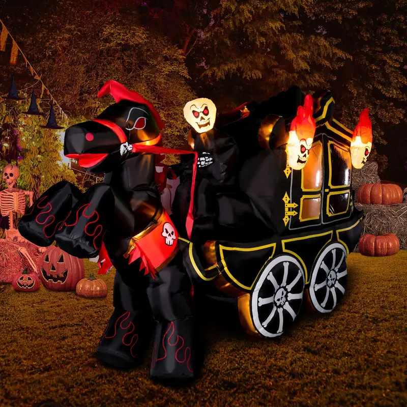 10 Ft Halloween Inflatables Outdoor Decorations,Halloween Inflatable Carriage with Build-in LEDs Halloween Blow Up for Yard, Halloween Party Decoration Halloween Decor Outside