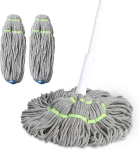 Mop and Bucket with Wringer – Hands-Free Cleaning System, 3 Reusable Microfiber Pads Included