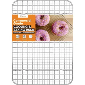 18/8 Stainless Steel Cooling Rack, Heavy Duty Baking Rack For Oven Cooking, Fits Quarter Sheet Pan, Wire Rack For Cooking, Bacon, Cookie Cooling Rack, 8.5" x 12"