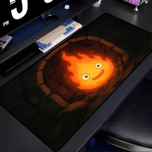 Anime Calcifer Desk Mat, Howl Mouse Pad, Studio Ghibli Anime Desk Pad, Fire Demon Gaming Mat, Ghibli Lover Gift