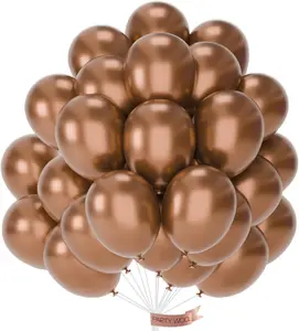 PartyWoo Copper Balloons 50pcs 12 Inch Chrome Metallic Brown Bronze Balloons for Graduation Boy Baby Shower Jungle Engagement New Year Thanksgiving Birthday Fall Party Decorations Brown-G132