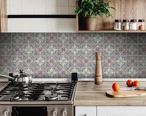 360 stand Square Vinyl Peel&Stick Removable Tiles, 5x5 in. Muted Pastel Kyla Green, 24 Pieces (Model 400141)