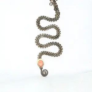 Carnelian Gemstone Wire Woven Snake Pendant Anniversary Daily Birthday Anniversary crystal pendant