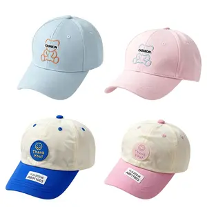 4Pcs Multi-style Kids Baseball Cap, Soft Cotton Adjustable Sun Hat for Toddler Boys & Girls, Vintage Washed Infant Baseball Cap with Cute Embroidery