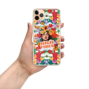 High Vibes Clear Case for iPhone -Cannabis Themed 420 Weed Novelty Gifts