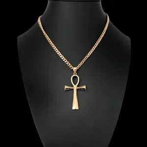 Gold Ankh Pendant Necklace - Stainless Steel