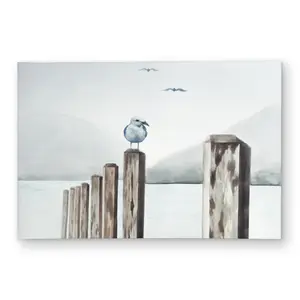 Begin Home Decor C1ROAR23LYZ1ZS 2 x 3 ft. Seagull At the Marina - Sea Bathroom Outdoor Area Rug - Home Decor - Rectangle