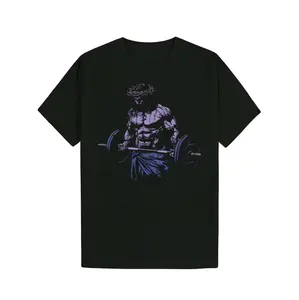 Black Bodybuilder Jesus Christ Weightlifting Art Print Men's Summer Casual Graphic T-Shirt For Gym And Everyday Wear Crewneck Shortsleeve