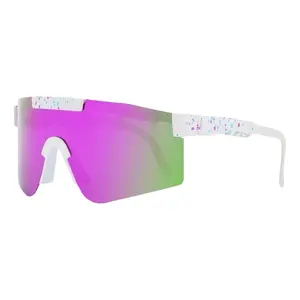 Unisex Candy Collection Sunglasses Lightweight Durable, Splatter Design Flat Top Shades with Interchangeable Replacement Temples, UV400 Protection Lightweight Frame for Kids, Teens & Adults