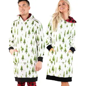 LazyOne | Oversized Evergreen Plaid Hoodie Sweatshirt, Comfortable Sleepwear - Unisex