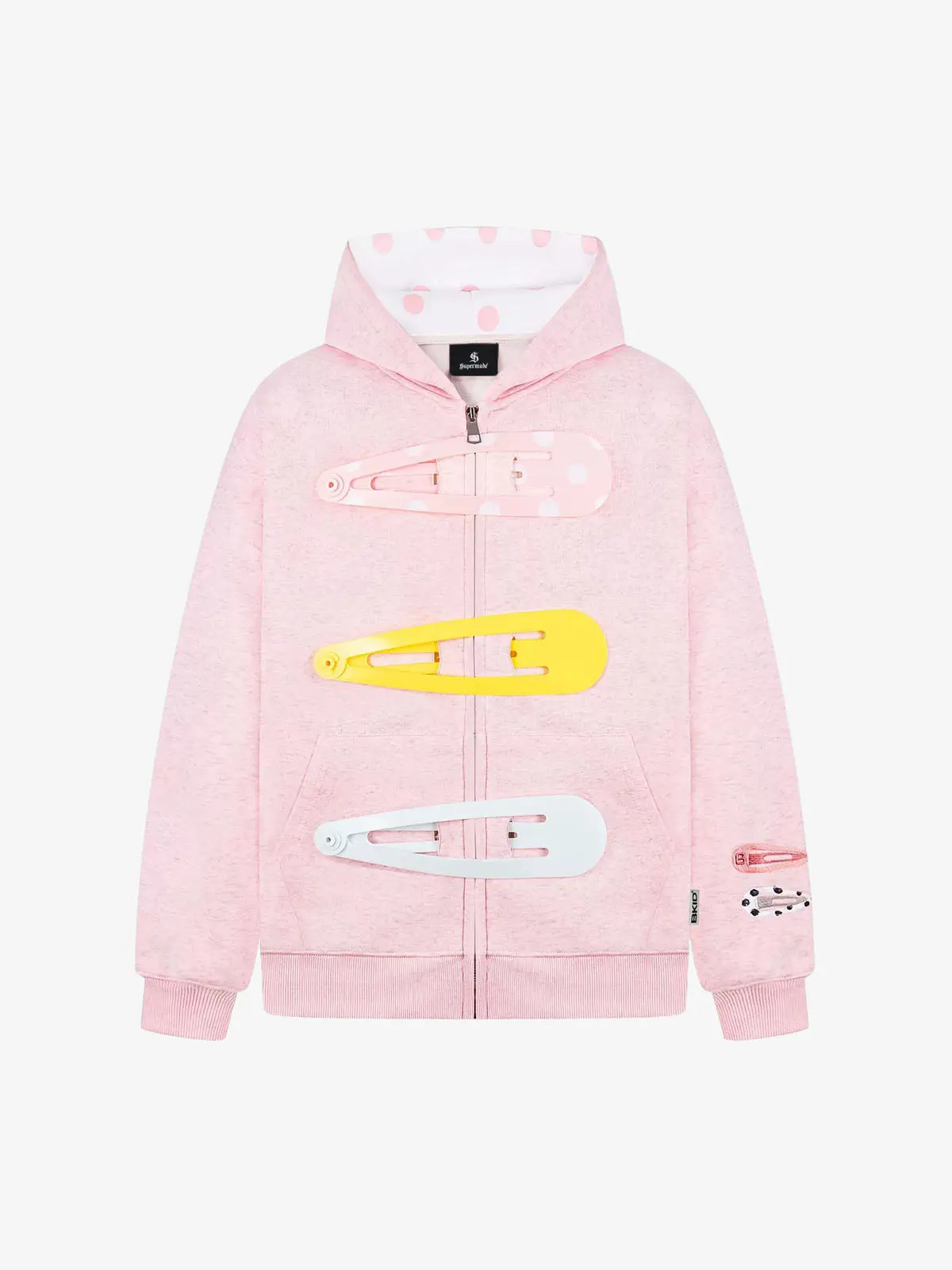 Thesupermade Detachable Hair Clip Decoration Zip Up Hoodie Fit Everyday