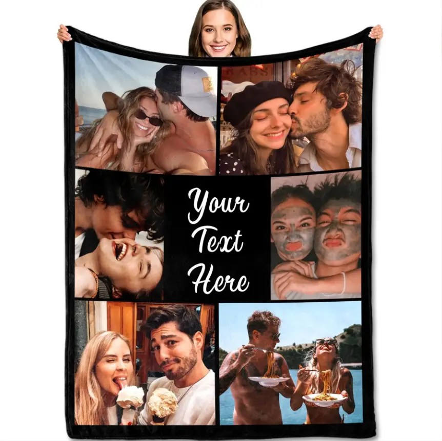 Co Blanket Click “Shop Chat”, Send Photos, Custom Photo Blanket with Text, Fast Next Day Shipping, Personalized Pictures Flannel Throw, Blanket for Husband, Wife, Boyfriend, Girlfriend, Perfect Valentine's Day, Birthday, Mother's Day Gift