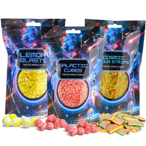 Galactic Cubes Freeze Dried Candy Assortment Rainbow Crunch Lemon Blasts & All Red Fruit Bursts Dehydrated Fruit Flavored Candies Share Sized Resealable Bags Pack of 3