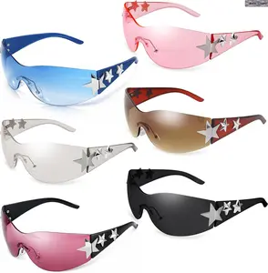 Pentagram Polarized One-Piece Frameless Sports Sunglasses for Men & Women – Lightweight UV400 Protection, Trendy Outdoor Sunglasses for Cycling, Hiking, Beach, Driving & Everyday Adventures